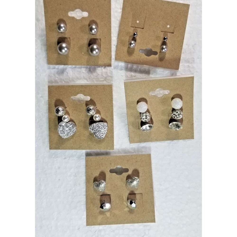 Lot of Earrings Variety of Colors and Sizes Pierced Studs Costume 12 Pair